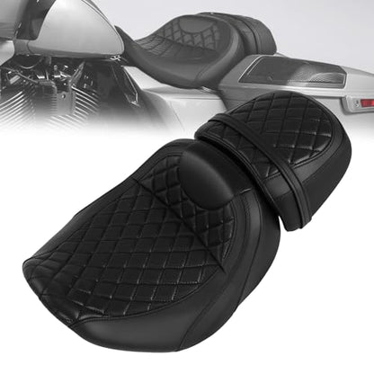 C.C. RIDER Low-Profile Rider&Passenger Seat Fit for Harley Touring 2023-2025 CVO Street Glide FLHXSE CVO Road Glide FLTRXSE 2024-2025 Street Glide FLHX Road Glide FLTRX FLTRXSTSE - size: 06# Gel Black