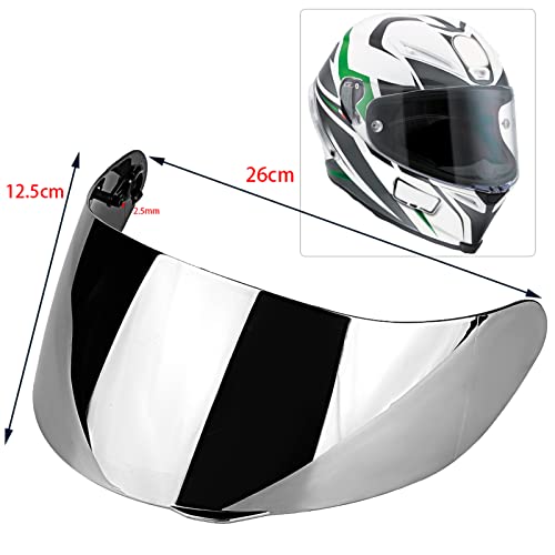 Motorcycle Helmet Visor Lens Windshield, Durable High Flexibility Anti Fog Motorcycle Helmet Lens, Full Face Windshield Protective Cover Replacement for K1 K3 SV K5 K5‑S(Silver Plated)