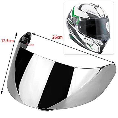Motorcycle Helmet Visor Lens Windshield, Durable High Flexibility Anti Fog Motorcycle Helmet Lens, Full Face Windshield Protective Cover Replacement for K1 K3 SV K5 K5‑S(Silver Plated)