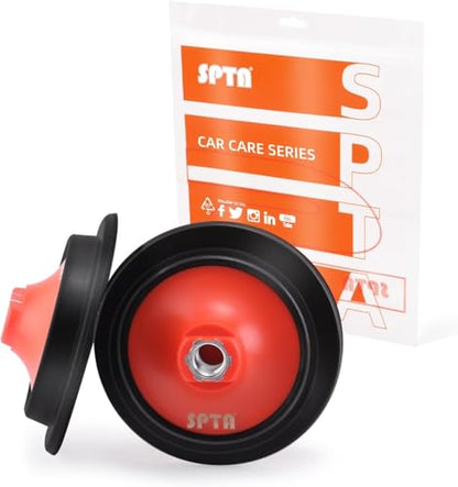 SPTA 2Pcs RO Rotary Flexible Backing Plate, Hoop-and-Loop Face PU Soft Backing Pad Used On Rotary Polisher Sander for Sanding Polishing Buffing Finishing (M14 Thread, Orange, 5Inch (125mm)) - size: 5Inch (125mm), style: M14 Thread