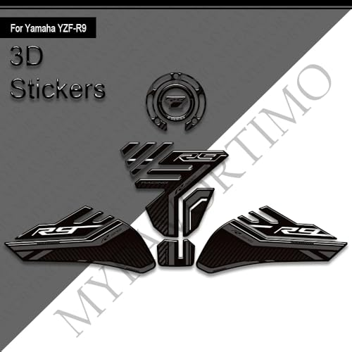 Motorcycle Tank Pad Compatible with Yamaha YZF R9 YZFR9 2025 2026 Motorcycle Fuel Tank Protector Gas Tank Decals YZF R9 Tank Pad Fuel Tank Kit Knee Stickers Decals Protection (A-8) - color: A-8