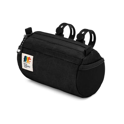 Oso Supply Co - Bike Handlebar Bag – Waxed Canvas Exterior with Quick-Access Waterproof Zipper, Side Mesh Pockets and Spacious Storage – Ideal for Cycling, Commuting and Adventure Rides (Black) - color: Black