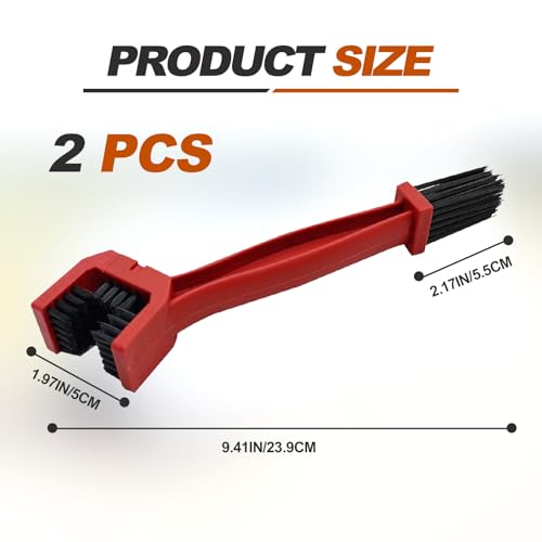 Automotive Universal 2-Pcs Bicycle and Motorcycle Chain Cleaning Brush,Bike Chain Cleaning Brush Tool for Gear Dirt Removal,Fits Mountain Bike & Heavy Duty Motorcycle,1 Red & 1 Blue