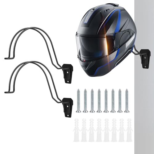 TVKB Motorcycle Helmet Holder Wall Mount Multifunctional Metal Hanger Rack Motorcycle Accessories for Hats Mask Garage 2pack