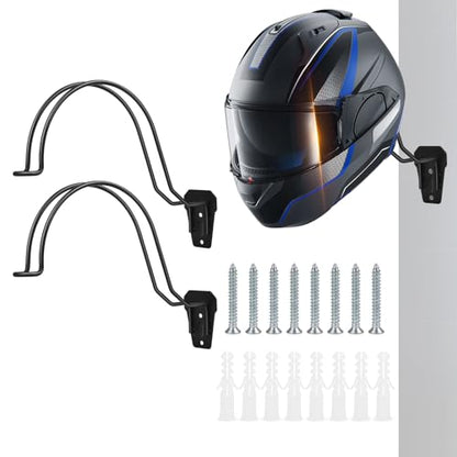 TVKB Motorcycle Helmet Holder Wall Mount Multifunctional Metal Hanger Rack Motorcycle Accessories for Hats Mask Garage 2pack