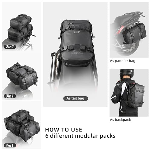 Waterproof Motorcycle Tail Bag 15L Motorbike Rear Rack Storage Bag Saddle Pannier for Touring Adventure Commuting Black - size: 15L