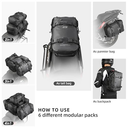 Waterproof Motorcycle Tail Bag 15L Motorbike Rear Rack Storage Bag Saddle Pannier for Touring Adventure Commuting Black - size: 15L
