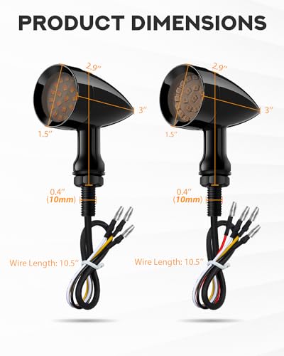 PBYMT Motorcycle Bullet Front Rear Turn Signal White Amber Light SMD Blinker Indicator Compatible with Honda Yamaha Suzuki Kawasaki (Gloss Black) - color: Gloss Black