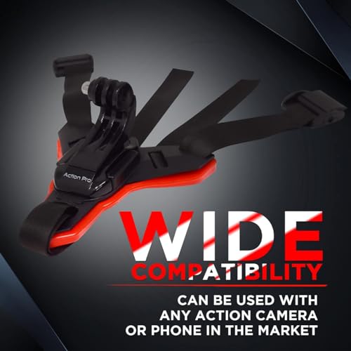 Action Pro™ Motorcycle Helmet Chin Strap Mount Compatible with GoPro Hero 12, 11, 10, 9, 8, 7, (2018), 6, Hero Black, Insta 360, Session, Xiaomi Yi, SJCAM (Red) - color: Red 2.0