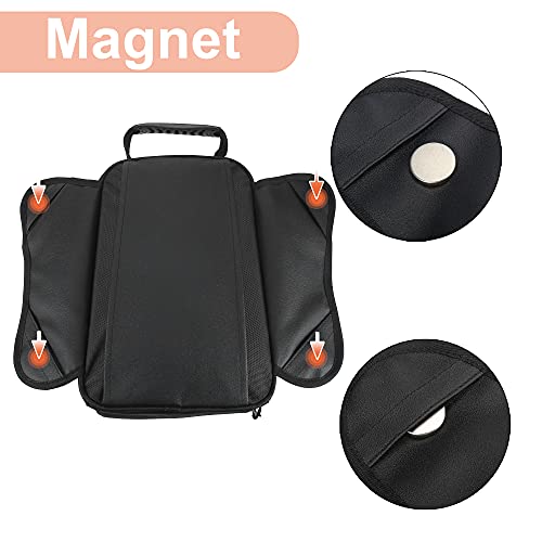 Motoforti Universal Motorcycle Magnetic Tank Tool Bag Fuel Saddlebag with Strap Waterproof Black