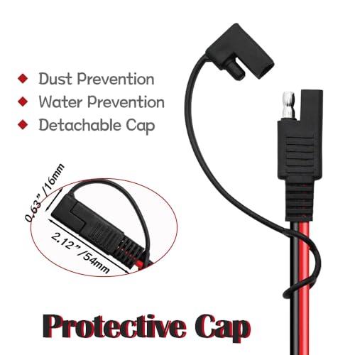 8.2FT/2.5M SAE to Alligator Clips Wire Harness with 12V Switch 16AWG 2Pin SAE to Battery Clamp Cable Quick Disconnect Extension Cord