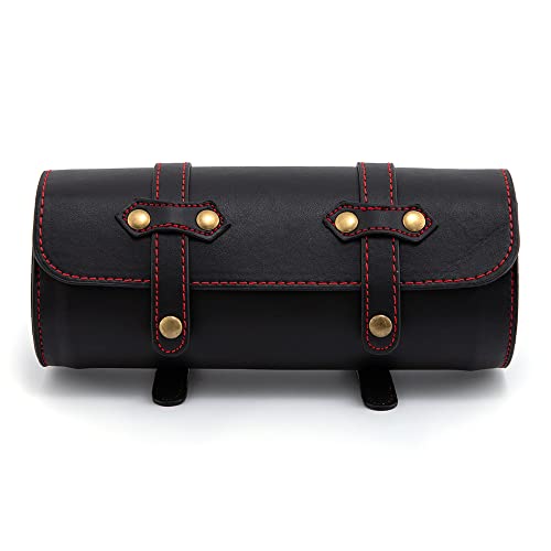 Motorcycle Saddle Bags Motorbike Accessories Leather Motorcycle Pannier Saddle Bags Tool Luggage Rolls Front Fork Bags with 2 Buckle Straps #6 Brown (APE-MTGB57) - color: Brown 1
