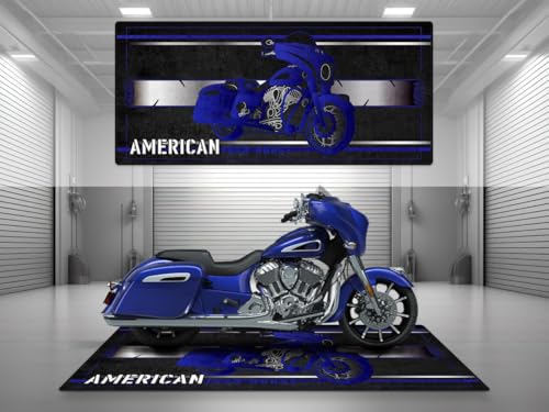 MPM Motorcycle Mat for Chieftain Washable Non - Slip Oil & Water Resistant Parking Pitmat for Garage, Showroom, Workshop Use | Blue - Size 1: 86.6 x 39.4/220 x 100 cm - color: Blue, size: Size 1: 86.6 x 39.4 "/ 220 x 100 cm