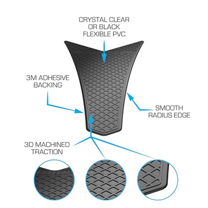 STOMPGRIP | Motorcycle Center Tank Pad Protector | Universal Fit | Chevron | Waffle Black - color: Black