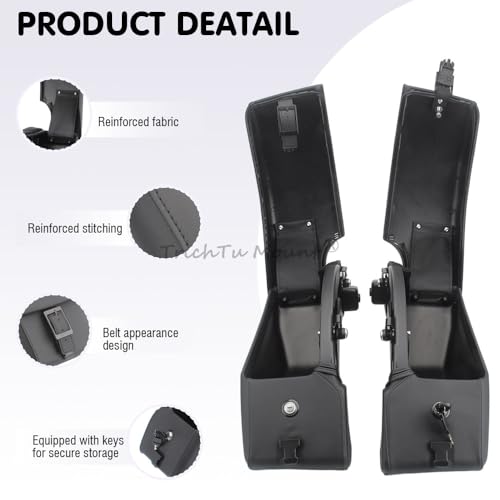Motorcycle Quick Release Semi-Rigid Saddlebags W/Reflectors & Mounting Spools Fits for Indian Scout Sixty ABS, Scout ABS, Scout Sixty,Pair,Black