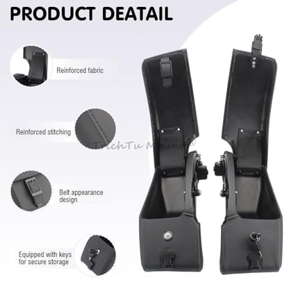 Motorcycle Quick Release Semi-Rigid Saddlebags W/Reflectors & Mounting Spools Fits for Indian Scout Sixty ABS, Scout ABS, Scout Sixty,Pair,Black
