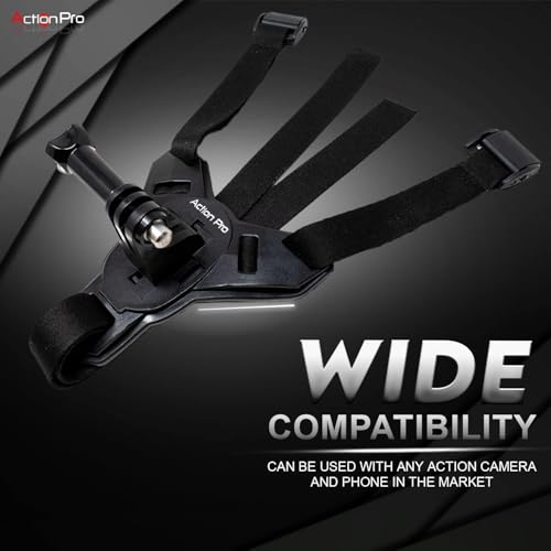 Action Pro™ Motorcycle Helmet Chin Strap Mount Compatible with GoPro Hero 12, 11, 10, 9, 8, 7, (2018), 6, Hero Black, DJI Osmo Action 3/2, Insta 360, Session, Xiaomi Yi, SJCAM (Black) - color: Black