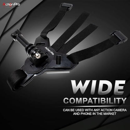 Action Pro™ Motorcycle Helmet Chin Strap Mount Compatible with GoPro Hero 12, 11, 10, 9, 8, 7, (2018), 6, Hero Black, DJI Osmo Action 3/2, Insta 360, Session, Xiaomi Yi, SJCAM (Black) - color: Black