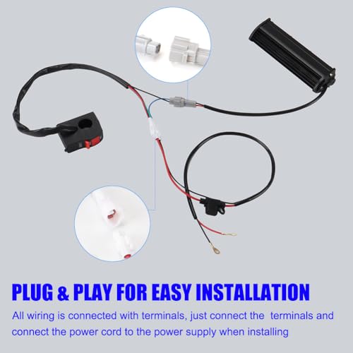 Headlight LED Light Bar Kit USB Switch for CRF110 KLX110 TTR110 YZ250F Motocross 60W LED Light for Most 7/8" Handlebars Motorcycle ATV 4 Wheel Dirt Pit Bike Off-Road Wiring Harness Headlight Assembly - color: ON/OFF+USB Switch