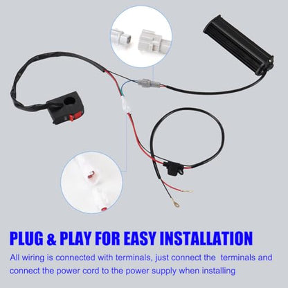 Headlight LED Light Bar Kit USB Switch for CRF110 KLX110 TTR110 YZ250F Motocross 60W LED Light for Most 7/8" Handlebars Motorcycle ATV 4 Wheel Dirt Pit Bike Off-Road Wiring Harness Headlight Assembly - color: ON/OFF+USB Switch