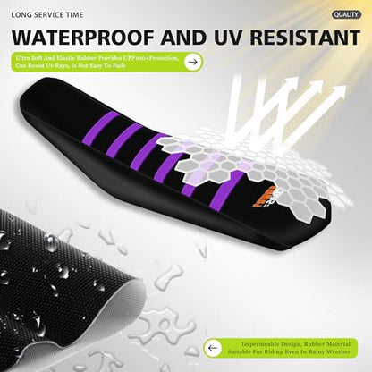 Ribbed Electric Bike Seat Cover Compatible with Tutti Soleil 01 - Non-Slip Waterproof Rubber Seat Cushion Protector (Purple) - color: Purple