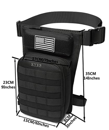 Motorcycle Tactical Drop Leg Thigh Bag with Holster Handgun Firearm Pistol Bag for Men Hunting Shooting Range Additional 3 Magazine Storage Slots - color: Black