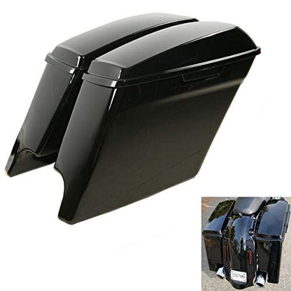 XFMT Motorcycle Saddlebags 5" Stretched Hard Saddle Bags Extended Saddlebags For Harley Touring Road King Street Glide Road Glide Electra Glide 2014-2024, Vivid Black - color: 5" Stretched-Vivid Black No Latches