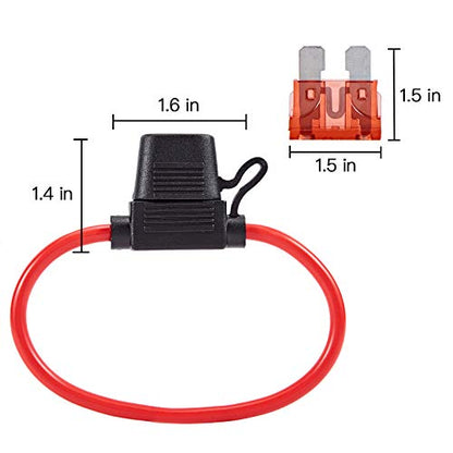 FEBRYTOLD 10 Gauge Inline Fuse Holder - Waterproof Pigtail Fuse Relay with 2 Pack 30AMP & 40AMP Blade Fuses for Car, Truck, Boat & Motorcycle