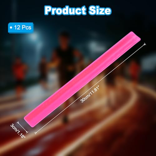 PATIKIL Reflective Slap Bands, Reflector Band Snap Bracelet Armbands High Visibility Safety Reflectors Wrist Strap Strips for Night Jogging Cycling Hiking - color: Pink