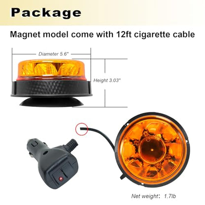 Agrieyes Magnetic Strobe Lights with Replaceable Lens, LED Flashing Beacon Light for Trucks, Tractor, Vehicles, Car, Golf Car - size: Magnet