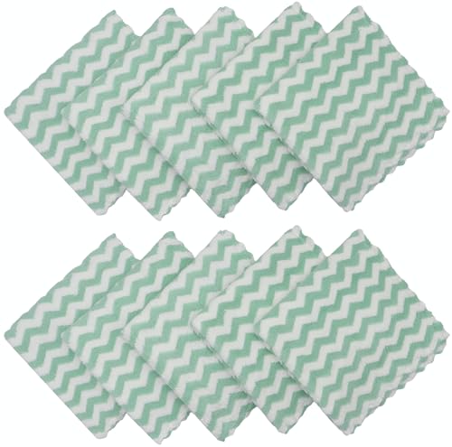 Microfiber Cleaning Cloth, 10 Pack Microfiber Rags,12”x12”,Green | Lint Free Dish Cleaning Cloths, Fast Drying Dish Rags For Cleaning, Absorbent Washcloths - color: Green