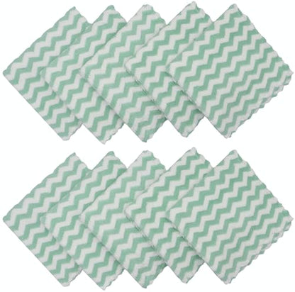 Microfiber Cleaning Cloth, 10 Pack Microfiber Rags,12”x12”,Green | Lint Free Dish Cleaning Cloths, Fast Drying Dish Rags For Cleaning, Absorbent Washcloths - color: Green