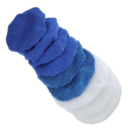 Homoyoyo 9pcs Plush Fiber Car Buffer Pads Kit for Polishing and Cleaning, Soft and Gentle Coral Fleece Polishing Bonnet Pads, Versatile Use for Motorcycle and Bicycle Wax Applicator