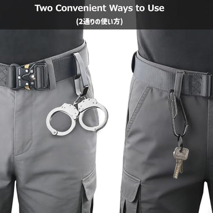 Azarxis Tactical Molle Key Ring Gear Clip Keychain Keeper Belt Hanging 360 Degrees Rotate Hook Holder - color: #01 Black - Single Side - 2 Pack