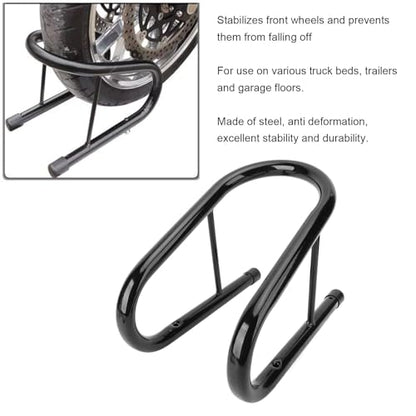 5.5 Inch Motorcycle Wheel Chock Kit with Installation Hardware Easy to Remove for Trailer Truck Bed Black, Steel Motorcycle Wheel Chock Stabilizes Front Wheel