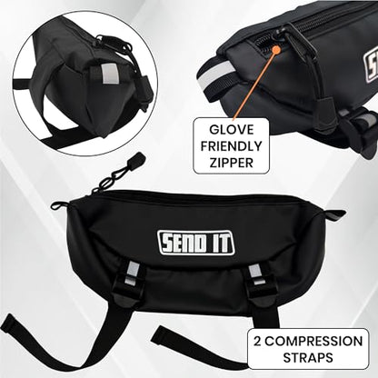 Waterproof Dirtbike Handlebar Bag | Compact Motorcycle Handle Bar Storage Pouch | Universal Fit Dirt Bike Bag for Trail & Adventure Riding | Durable Surron Bar Bag - color: Black