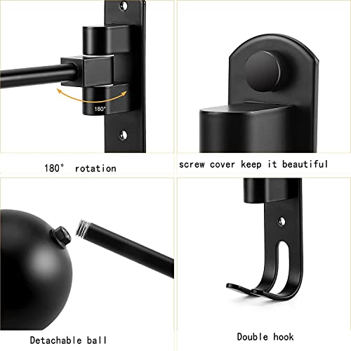 Motorcycle Helmet Rack,Helmet Holder for Bike，Helmet Holder Wall Mount 180 Degree Rotation Helmet Hanger with 2 Hooks for Motorcycle Bike Coats, Caps, Baseballs, Rugby Helmet