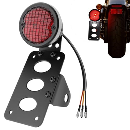 TSUNG Motorcycle LED Tail Brake Light with Side Mount License Plate Bracket, IP67 Waterproof, Polished Finish, Rear Light Assembly (Mesh Kit) - color: Mesh Kit