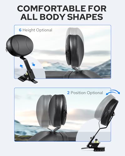Benlari Adjustable Driver Backrest Rider Backrest Plug-In Backrest Compatible for Harley Davidson Touring Street Glide Road Glide Road King Electra Glide 1997-2024 2023 2022 2021 2019 2018 2017 2016