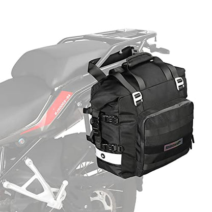 Rhinowalk Motorcycle Saddle Bag Waterproof Motor Pannier Bag Luggage Pack Quick Release Motorbike Side Bag 20L (Black) - color: Black