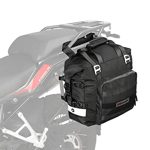 Rhinowalk Motorcycle Saddle Bag Waterproof Motor Pannier Bag Luggage Pack Quick Release Motorbike Side Bag 20L (Black) - color: Black