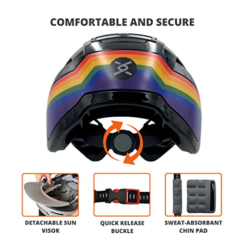 XNITO Bike Helmet with LED Lights - Urban Bicycle Helmet for Adults, Men & Women - CPSC & NTA-8776 Dual Certified - Class 3 E-Bikes, Scooters, Onewheel, Commuter, Mountain - color: Disco, size: Large