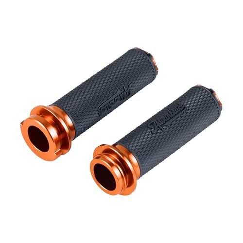 Advanblack AXION Performance Grips, Electronic Throttle Control Grips Compatible with Harley Touring Road Glide Street Glide, Softail - color: Orange