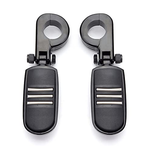 1.25" Highway Footpegs, Adjustable Footrest Mounting P-Clamps Mounts Compatible with Harley Sportster Touring Softail Dyna Honda Kawasaki Suzuki Yamaha with 1-1/4" Engine Guard(Black 6) - color: Black Style 1