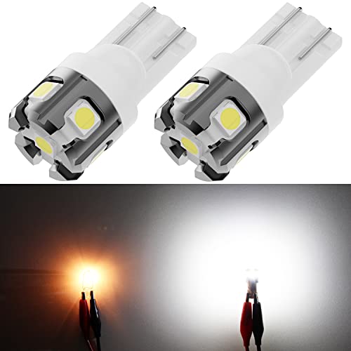 PHINLION 194 LED Light Bulb 6000K White Super Bright 168 175 2825 W5W T10 Wedge 6-SMD 3030 Chipsets LED Bulbs for Car Interior Dome Map Reading Trunk Courtesy License Plate Lights, Pack of 2 - color: White
