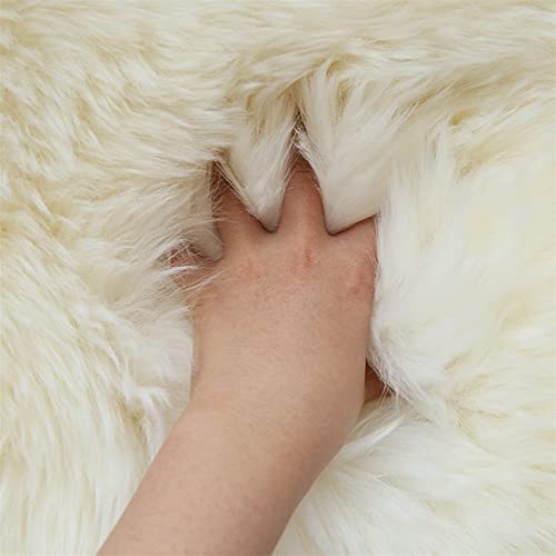 Real Genuine Sheepskin Rug Natural Fur Rug Sheep Skin Rugs Full Sheepskin Rugs Authentic Sheep Skin Throw Lambskin Seat Covers for Chairs Wool Seat Pad Cushion White (2.3X3.28 ft) - color: 2