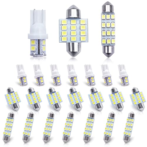 YOGEIER Car Led Bulb, Led Combination Set of 24 Sets, Used for Car Interior/Indoor Map Dome/ Trunk / License Lights, Etc. (White) - color: white