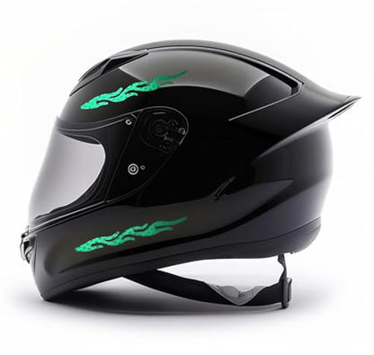 customTAYLOR33 High-Intensity Grade Premium Reflective Tribal Flame Helmet Decals, Motorcycle Safety Sticker Decals (Green) - color: Green
