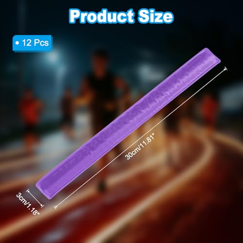 PATIKIL Reflective Slap Bands, Reflector Band Snap Bracelet Armbands High Visibility Safety Reflectors Wrist Strap Strips for Night Jogging Cycling Hiking - color: Purple