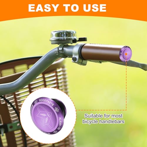 HARFINGTON Bar End Plugs Aluminum Handlebar End Caps Bike Plugs 0.57oz with Matching Rings for MTB Road BMX Fixed Gear Bike, Purple - color: Purple